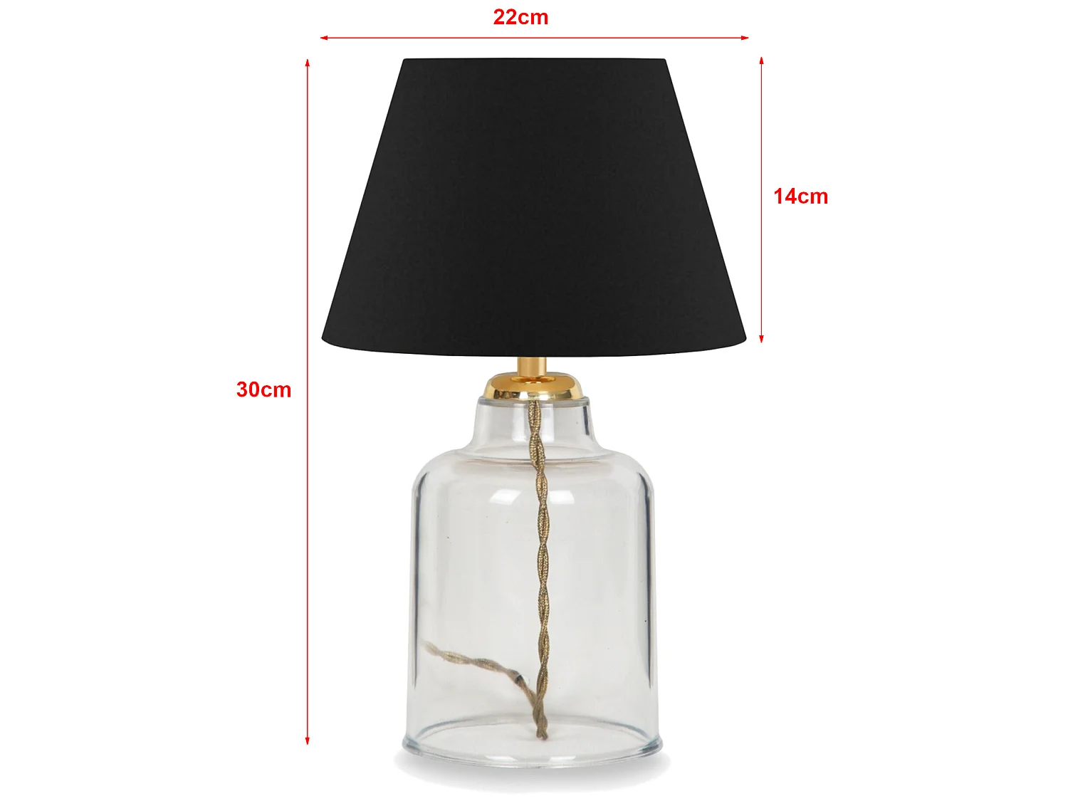 Lampe de bureau Oldham E27 hauteur 30 cm noir / laiton [lux.pro]