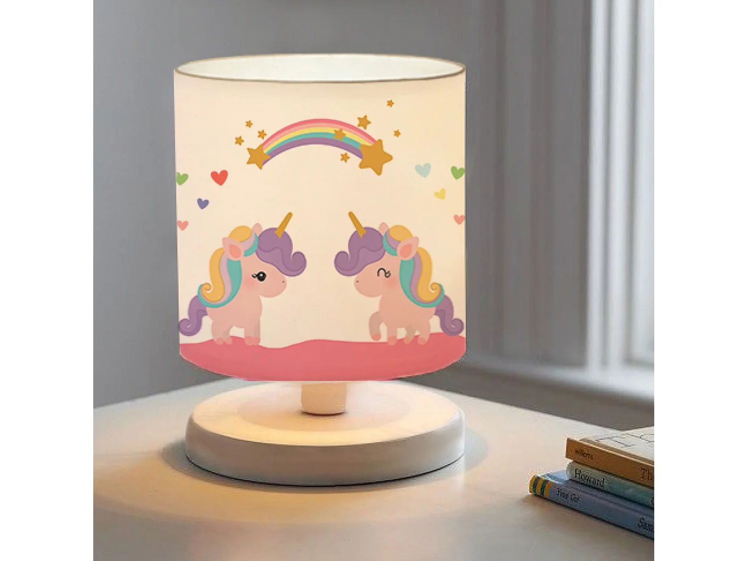 Lampe de bureau Maidstone pour enfant 22 cm blanc à motif de licorne [lux.pro]