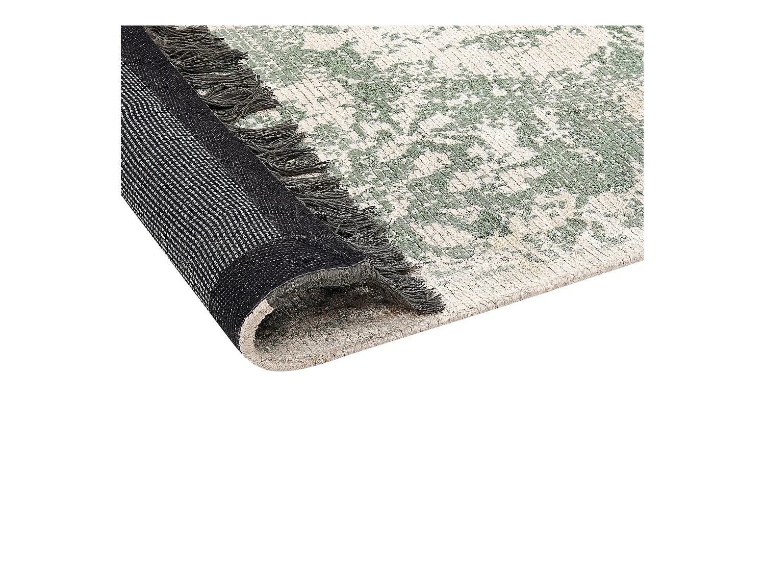 Teppich Viskose grün/beige orientalisches Muster 160 x 230 cm mit Fransen Akarsu