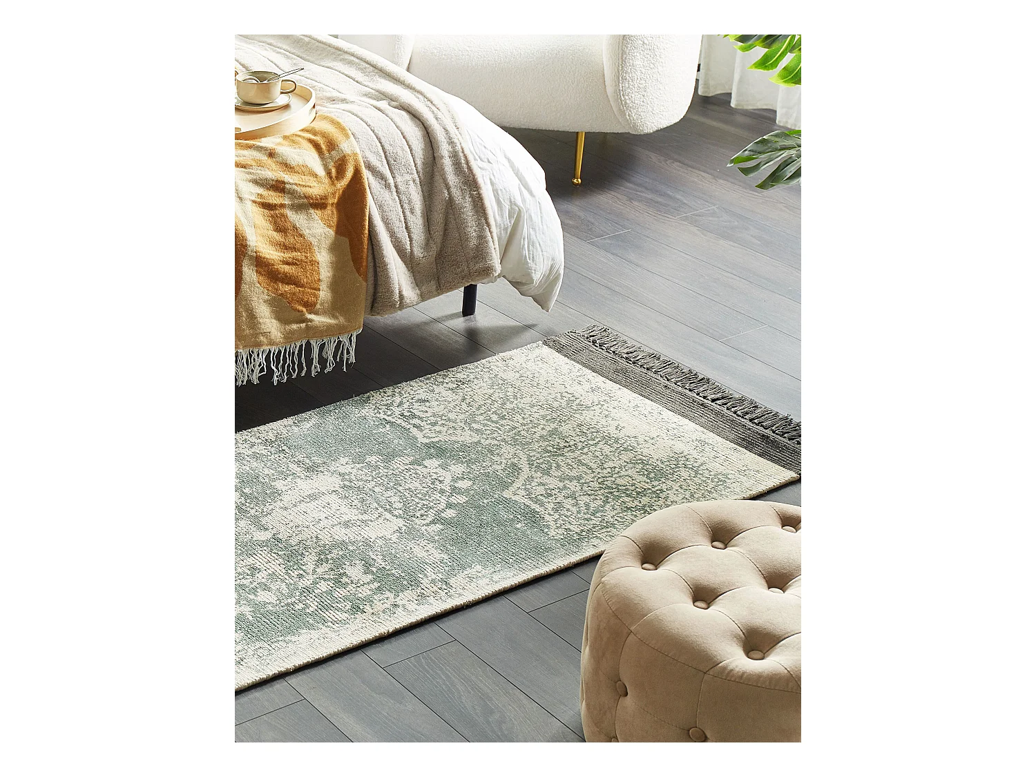 Tappeto viscosa verde e beige 80 x 150 cm AKARSU