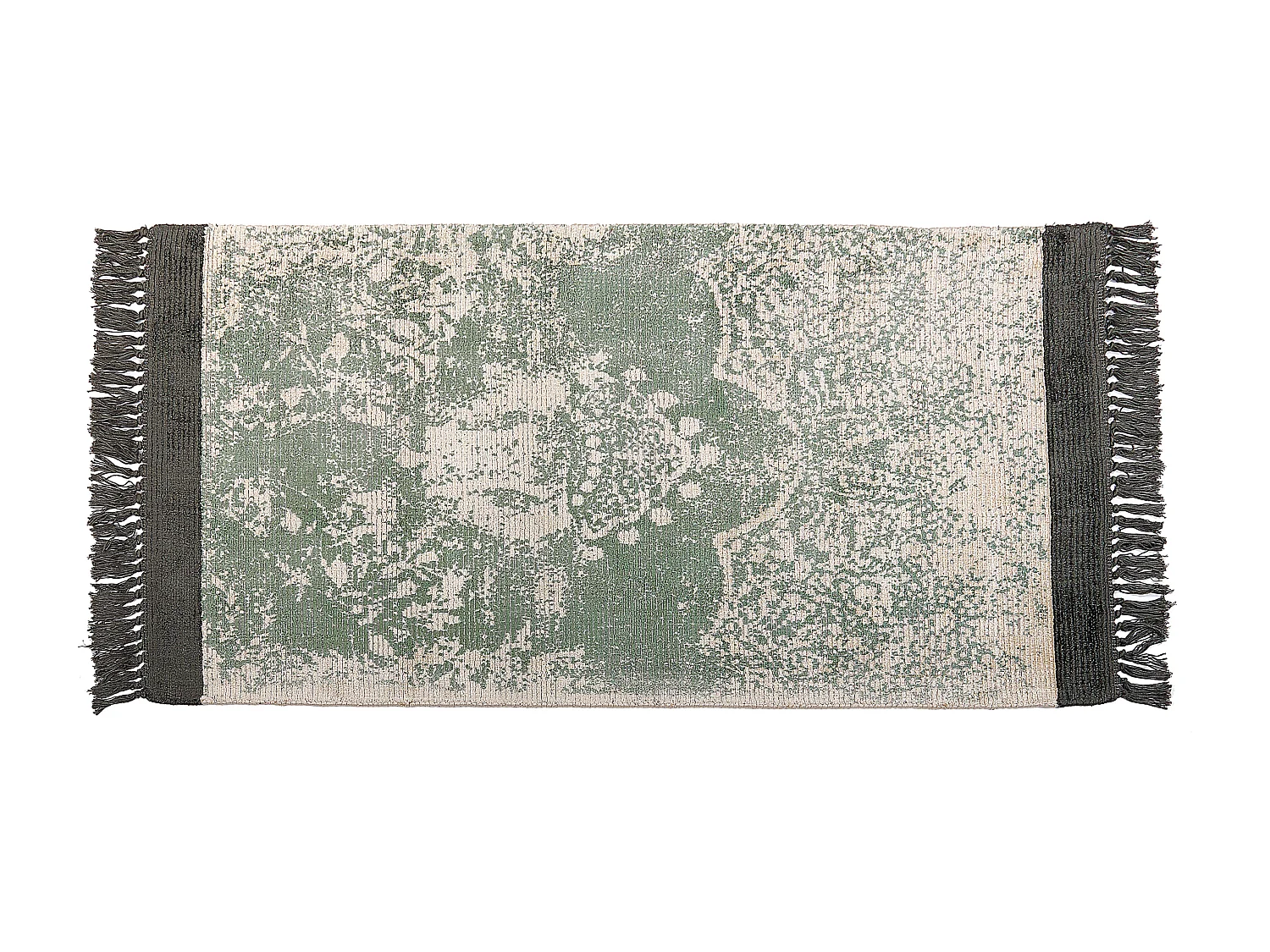 Teppich Viskose grün/beige orientalisches Muster 80 x 150 cm mit Fransen Akarsu