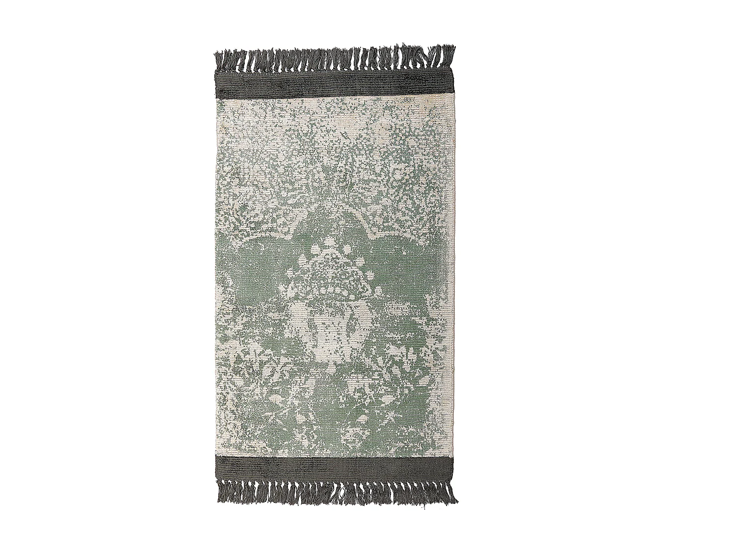 Teppich Viskose grün/beige orientalisches Muster 80 x 150 cm mit Fransen Akarsu