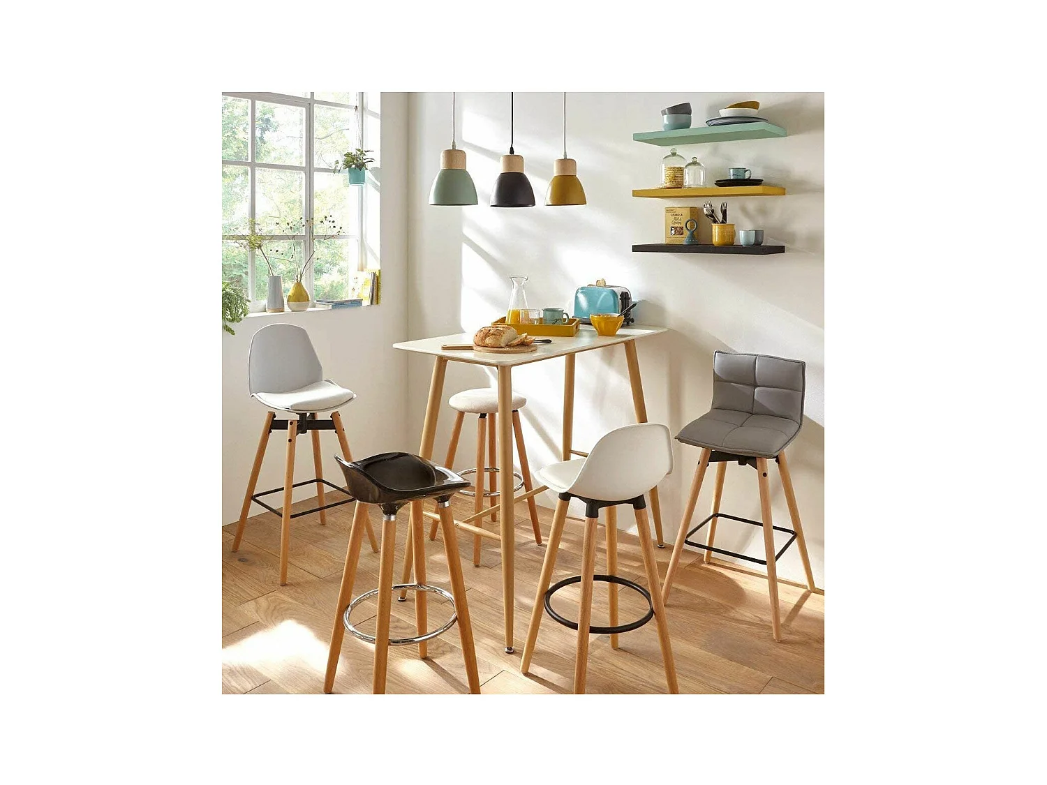 Table de Bar en Bois "Roka" 60x120cm Blanc