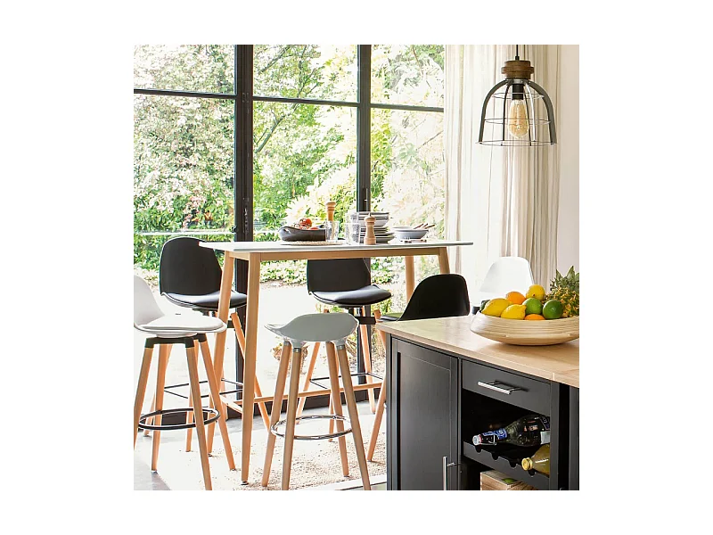 Table de Bar en Bois "Roka" 60x120cm Blanc