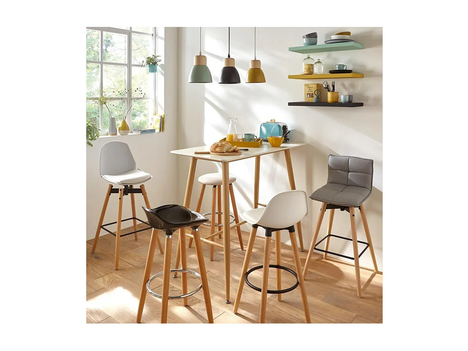 Table de Bar en Bois "Roka" 60x120cm Blanc