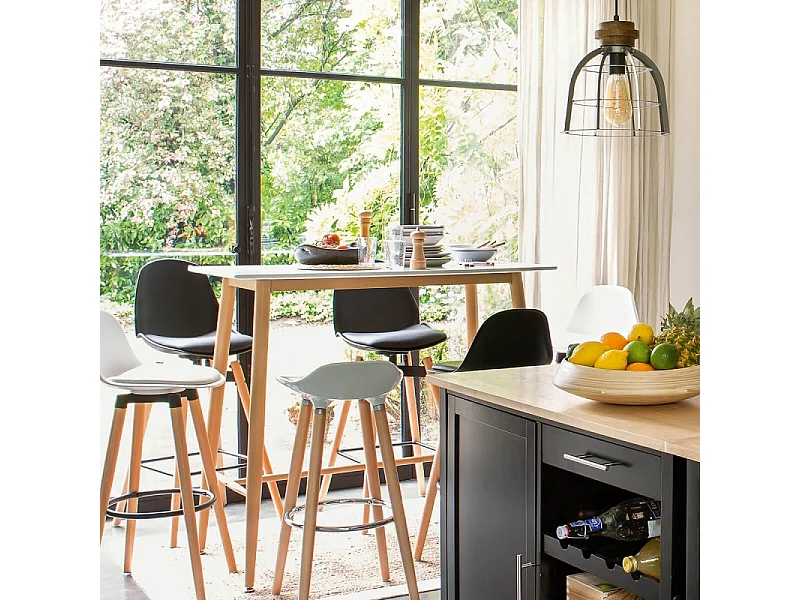 Table de Bar en Bois "Roka" 60x120cm Blanc