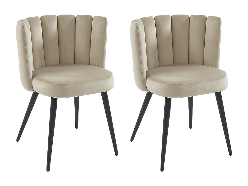 Lote de 2 sillas de terciopelo y metal negro - Beige - PRANILA de Pascal MORABITO