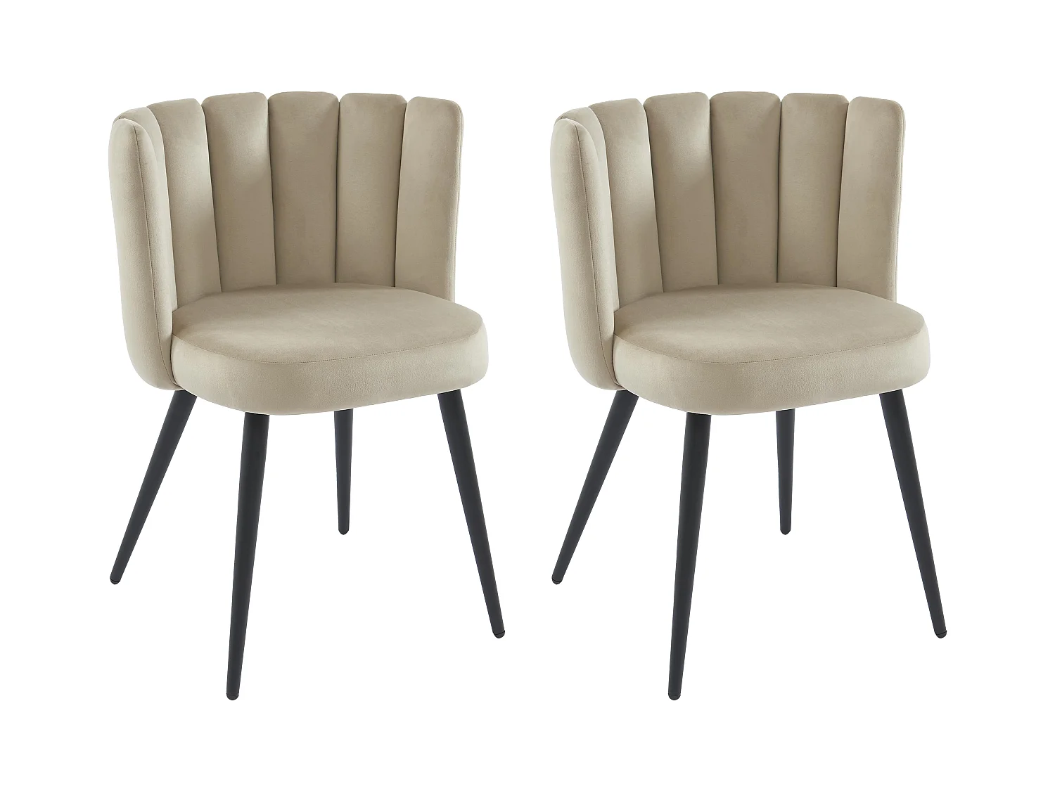 Stuhl 2er-Set - Samt & Schwarzes Metall - Beige - PRANILA  von Pascal MORABITO