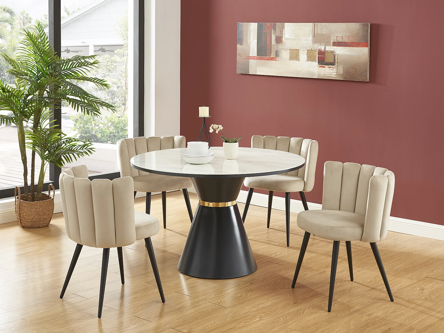 Lot de 2 chaises en velours et métal noir - Beige - PRANILA de Pascal MORABITO