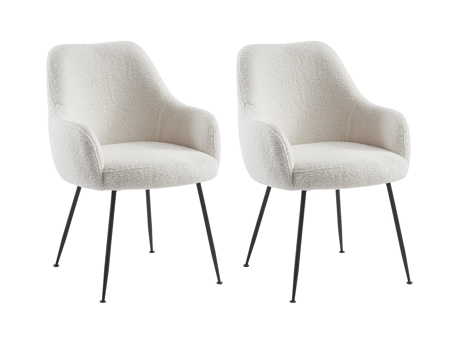 Set van 2 stoelen met armleuningen van boucléstof en metaal - Wit - TOYBA