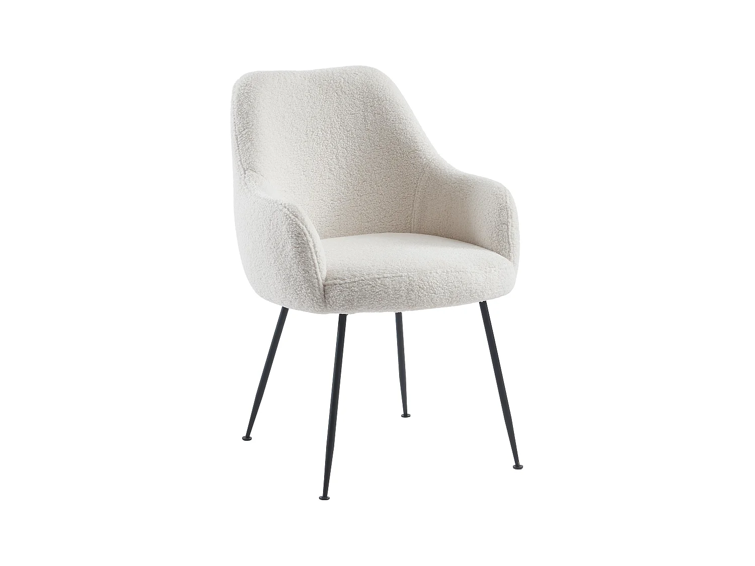 Set van 2 stoelen met armleuningen van boucléstof en metaal - Wit - TOYBA