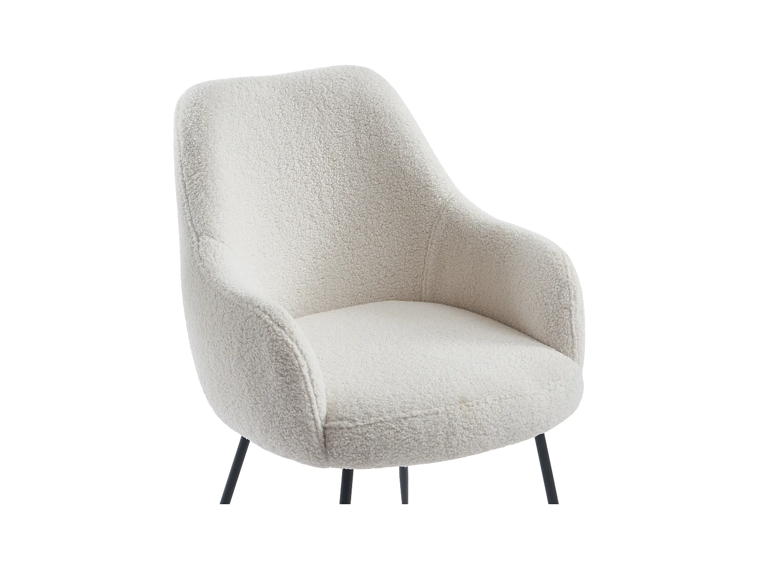 Set van 2 stoelen met armleuningen van boucléstof en metaal - Wit - TOYBA