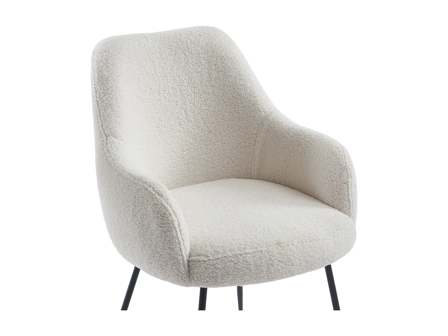 Lot de 2 chaises avec accoudoirs en tissu bouclette et métal - Blanc - TOYBA de Pascal Morabito