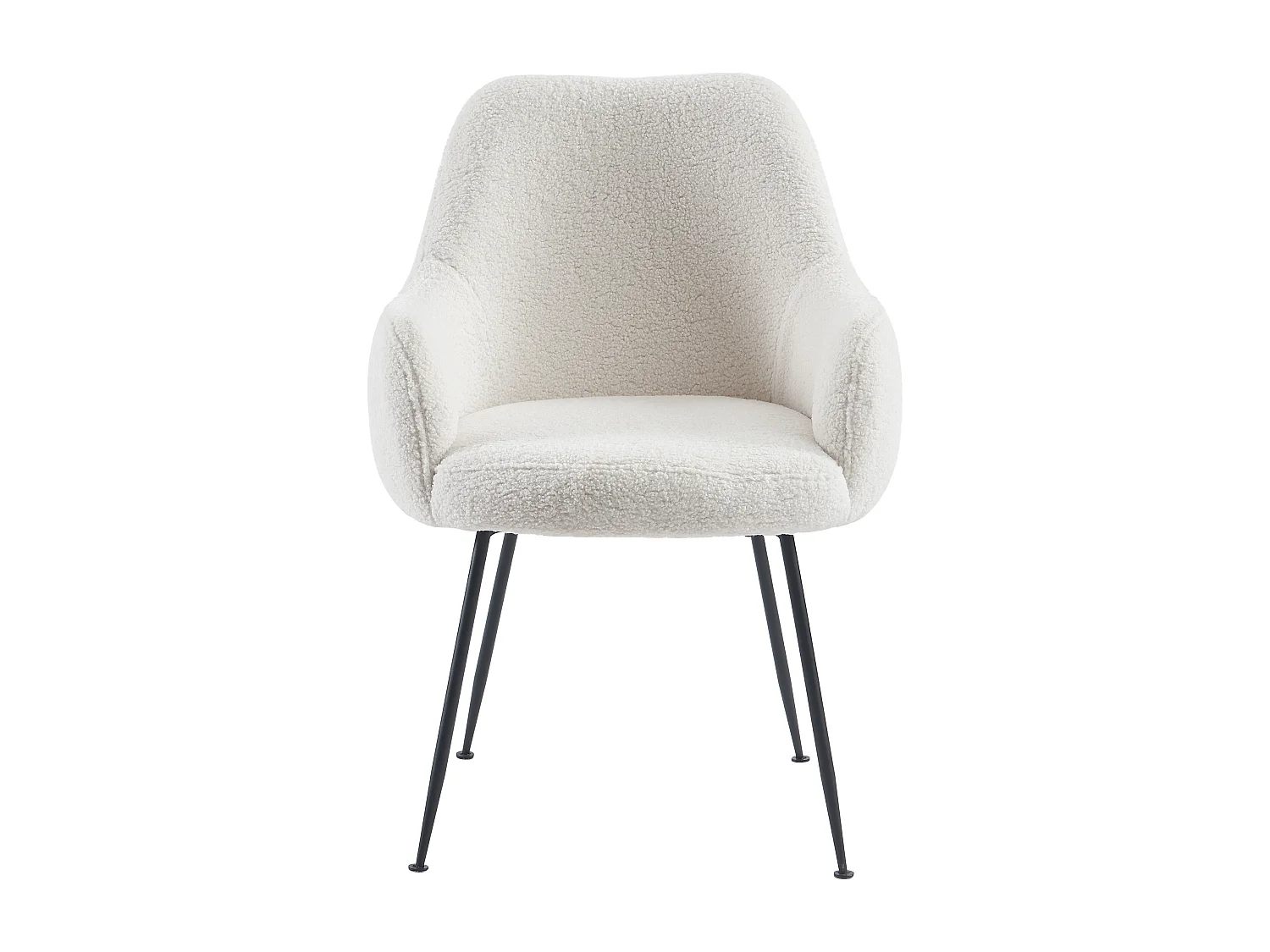 Lot de 2 chaises avec accoudoirs en tissu bouclette et métal - Blanc - TOYBA de Pascal Morabito