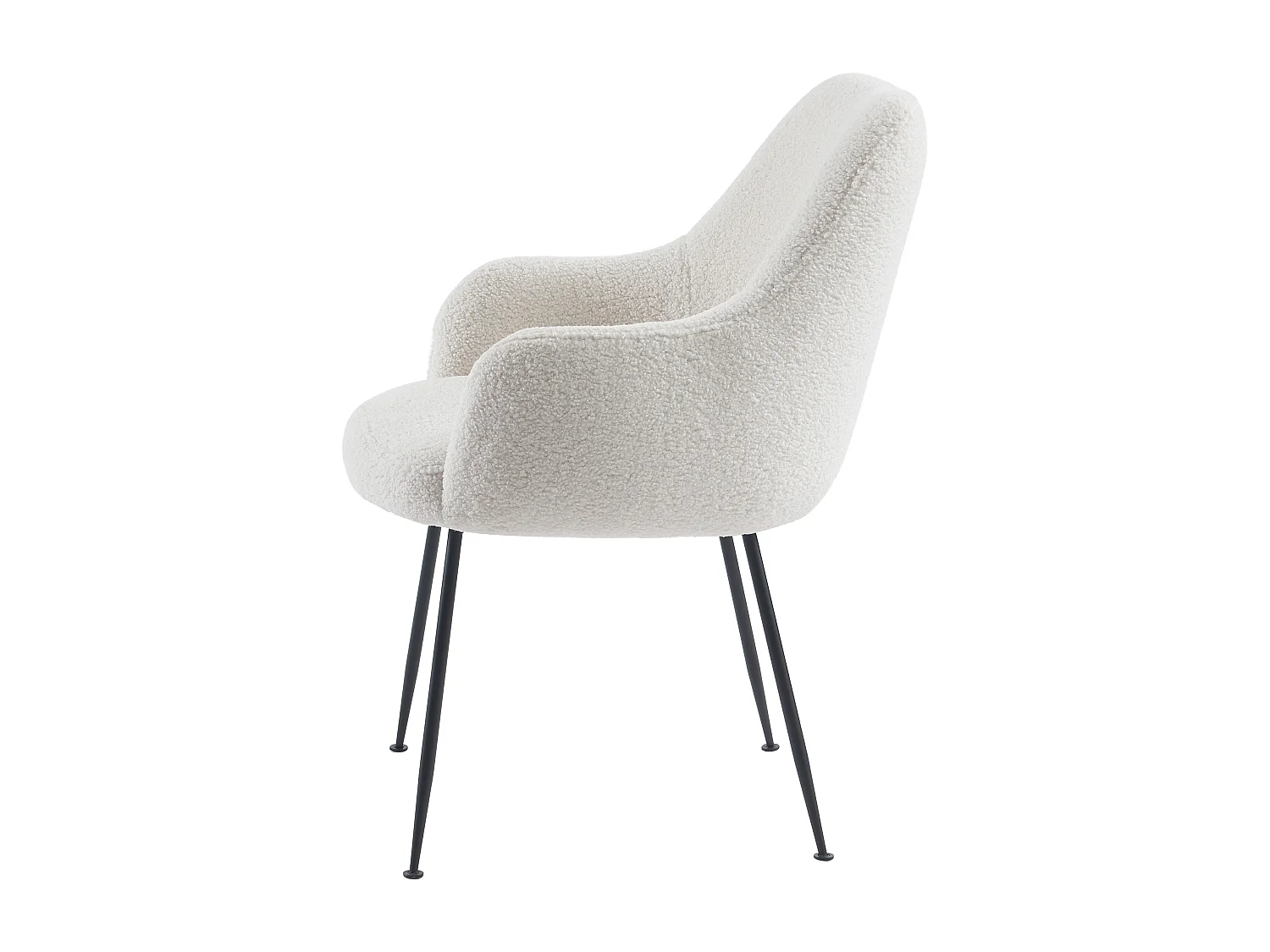Lot de 2 chaises avec accoudoirs en tissu bouclette et métal - Blanc - TOYBA de Pascal Morabito