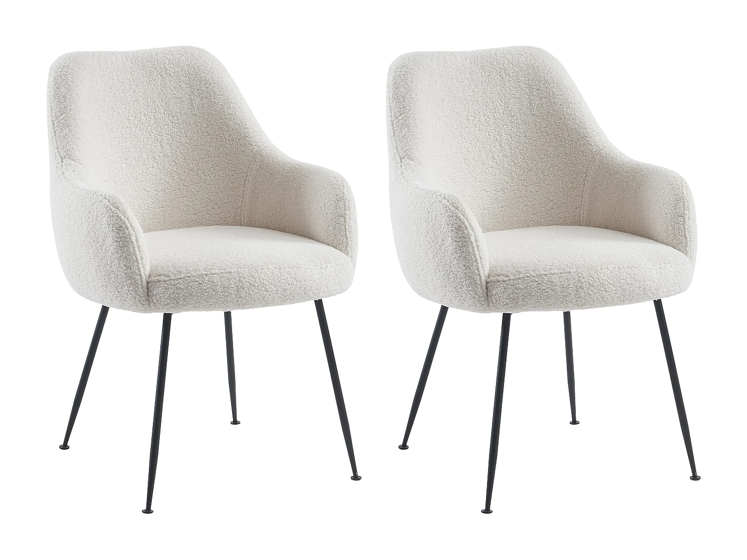 Lot de 2 chaises avec accoudoirs en tissu bouclette et métal - Blanc - TOYBA de Pascal Morabito