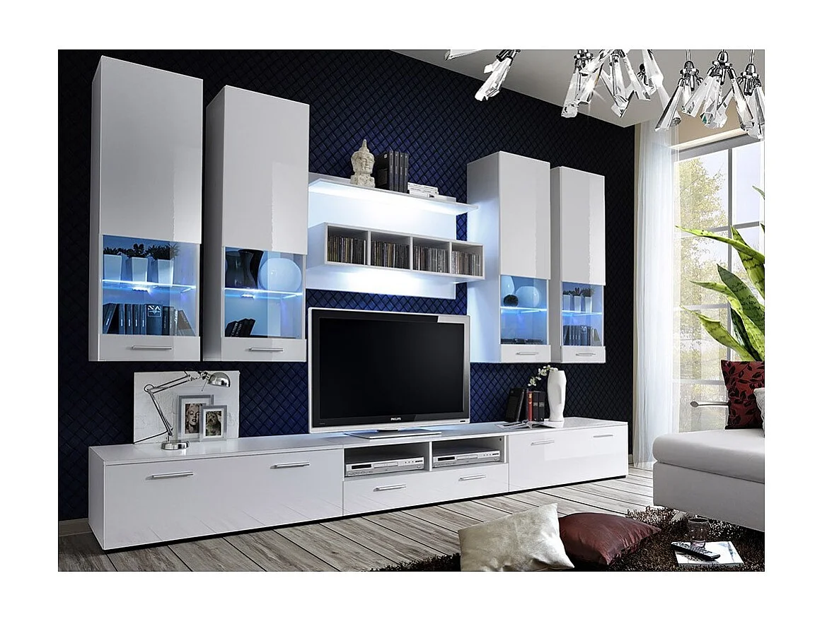 Composition de meubles TV design collection SAGA. Coloris blanc