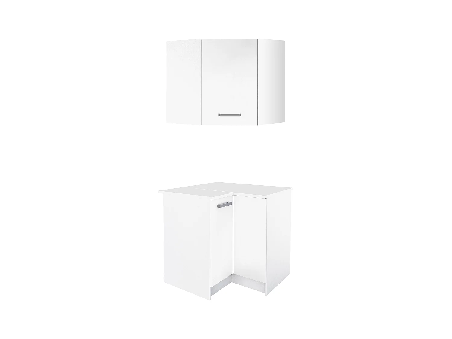 Caissons d'angle de cuisine - 1 meuble bas & 1 meuble haut - 2 portes - Blanc brillant - TRATTORIA