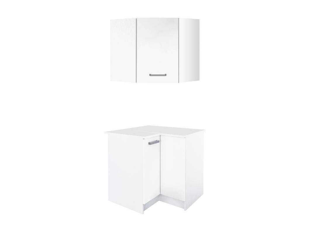 Armários de canto de cozinha, 1 móvel baixo e 1 móvel alto, 2 portas, branco - TRATTORIA
