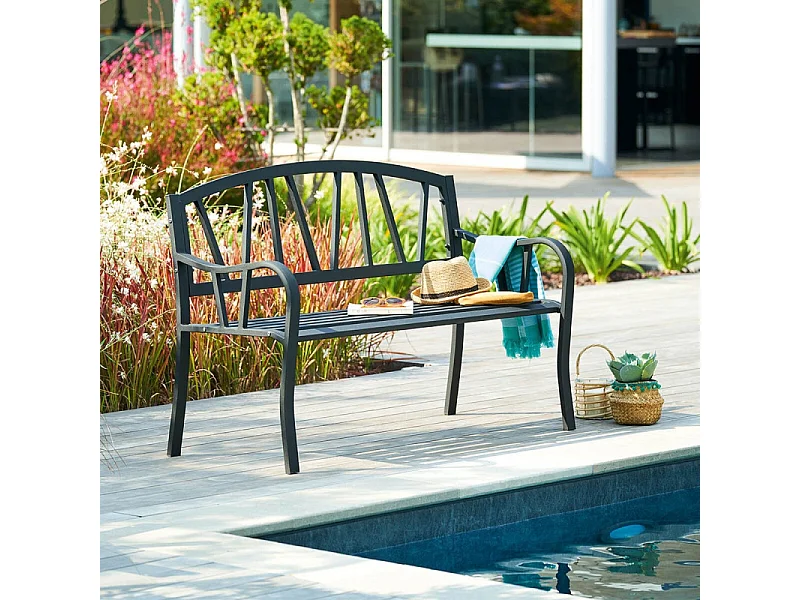 Banc de jardin Alvernia noir Hespéride