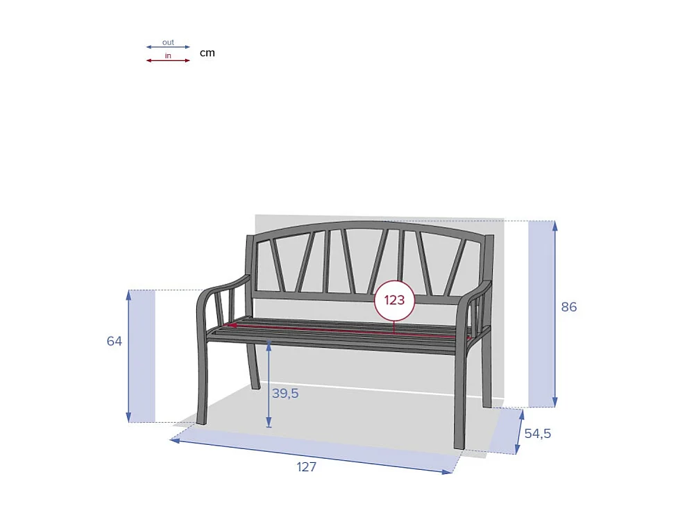 Banc de jardin Alvernia noir Hespéride