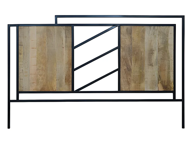 Tête de lit 160 cm ajouré métal et bois de manguier