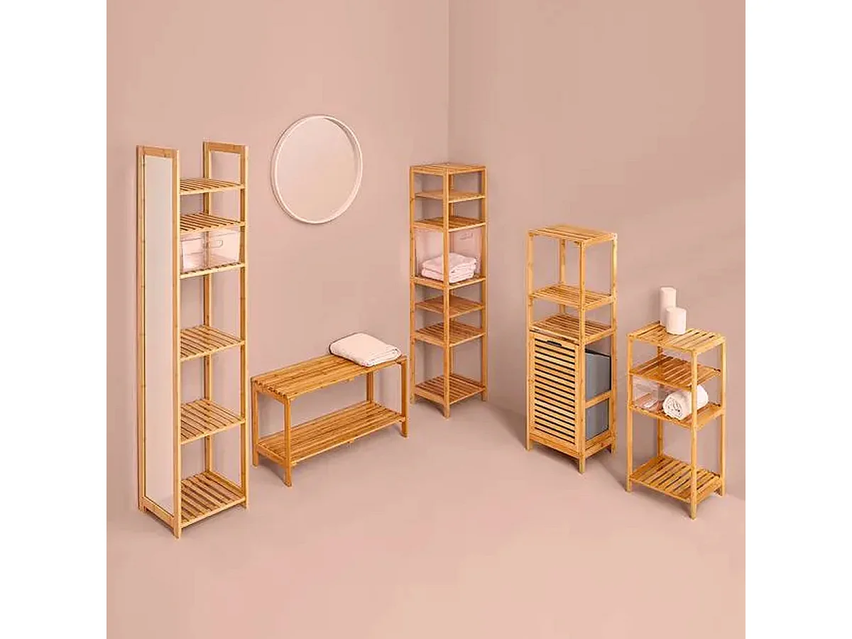 Étagère 2 Cases & Panier "Mix n"Modul" 118cm Naturel