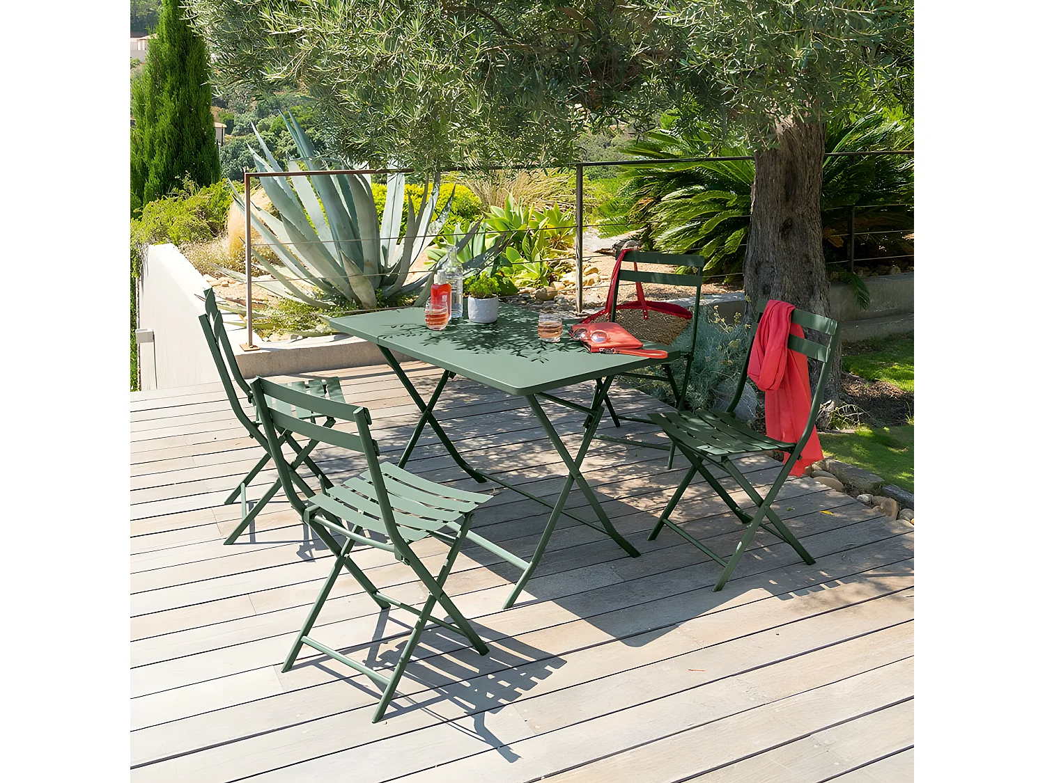 Table rectangulaire pliante Greensboro 4p vert olive Hespéride