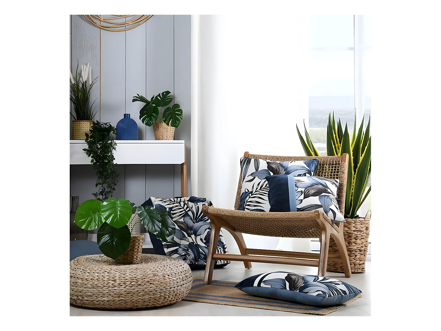 Coussin pouf de sol en coton paraiso