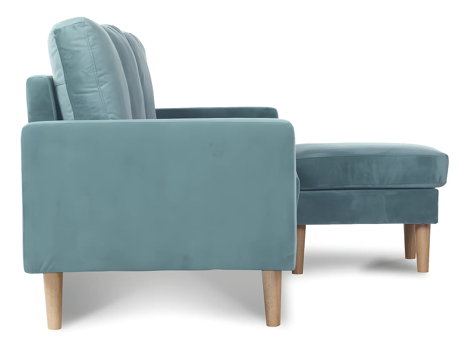 Ecksofa reversibel aus Samt "Gabby" - 3-Sitzer - Entenblau