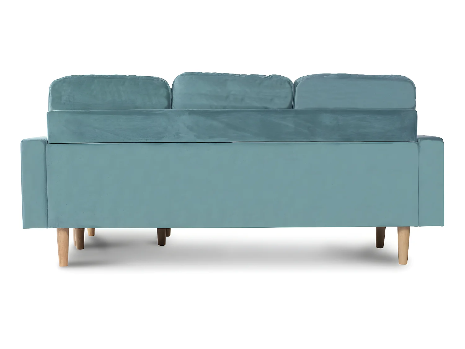 Ecksofa reversibel aus Samt "Gabby" - 3-Sitzer - Entenblau