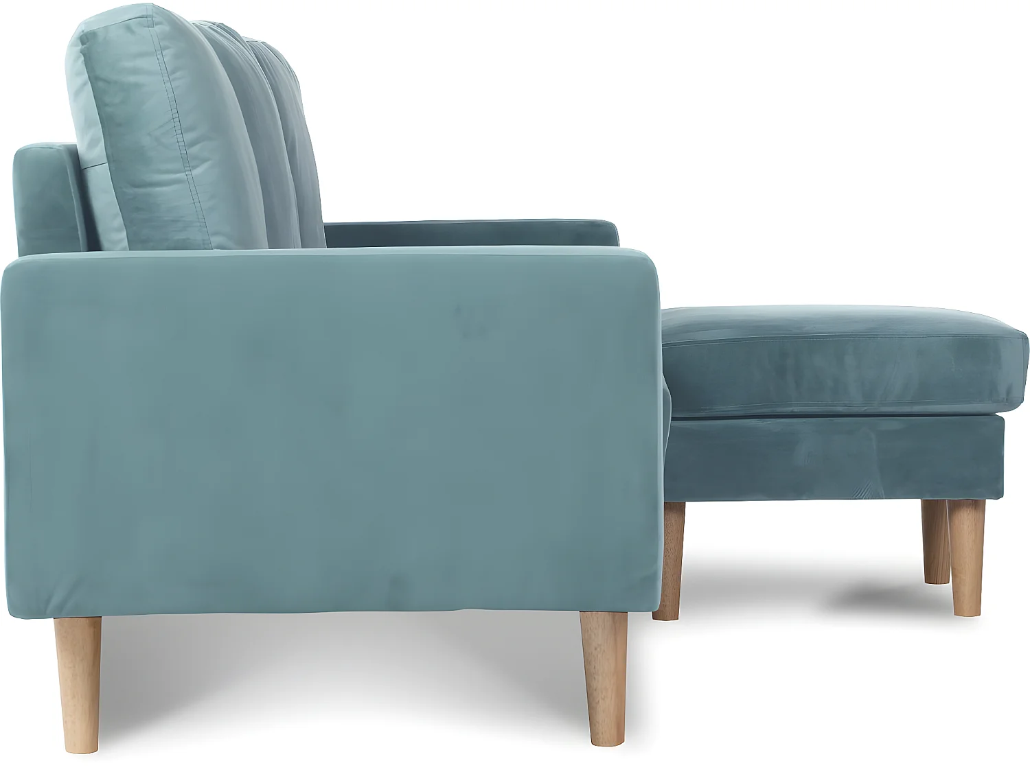 Canapé d'angle réversible en velours "Gabby" - 3 places - Bleu Canard