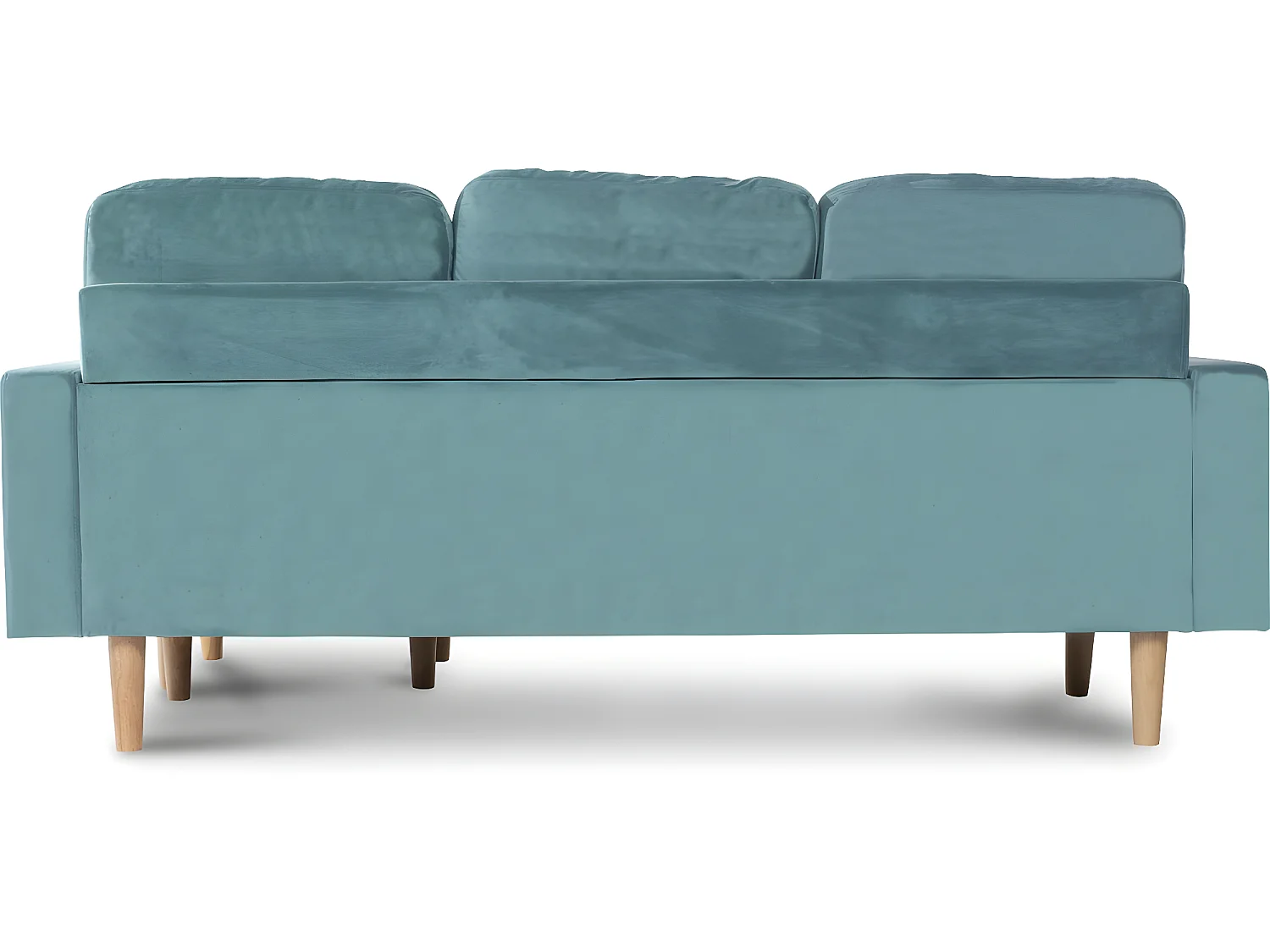 Canapé d'angle réversible en velours "Gabby" - 3 places - Bleu Canard