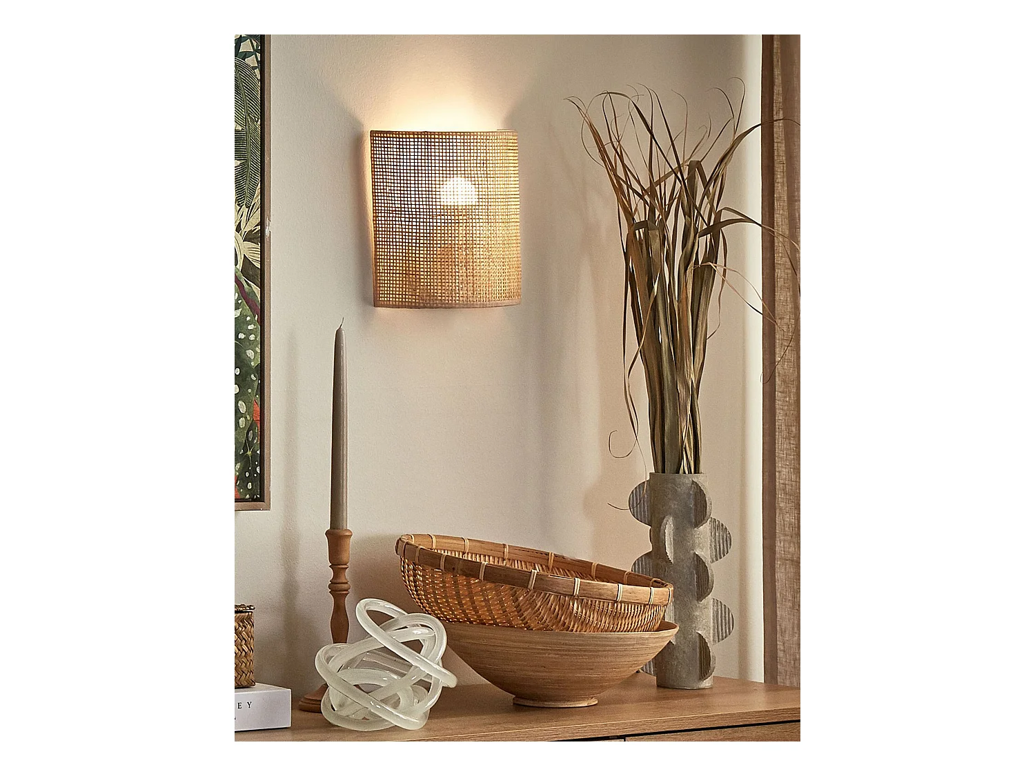 Lampe murale CARIO Rotin Naturel