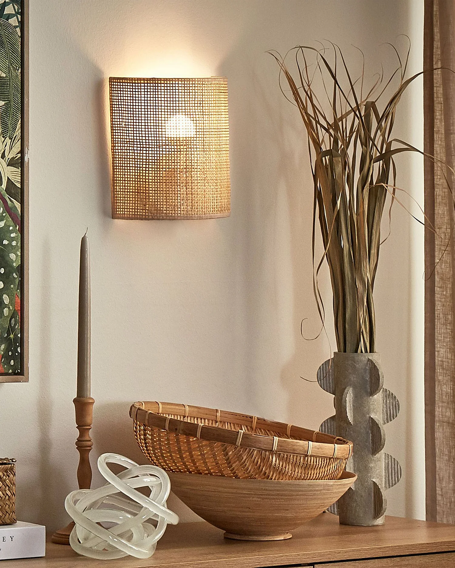 Lampe murale CARIO Rotin Naturel