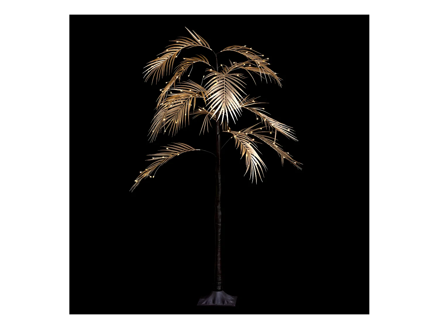 Déco de Noël Arbre lumineux Palmier feuilles dorées 120 LED Blanc chaud H 120 cm