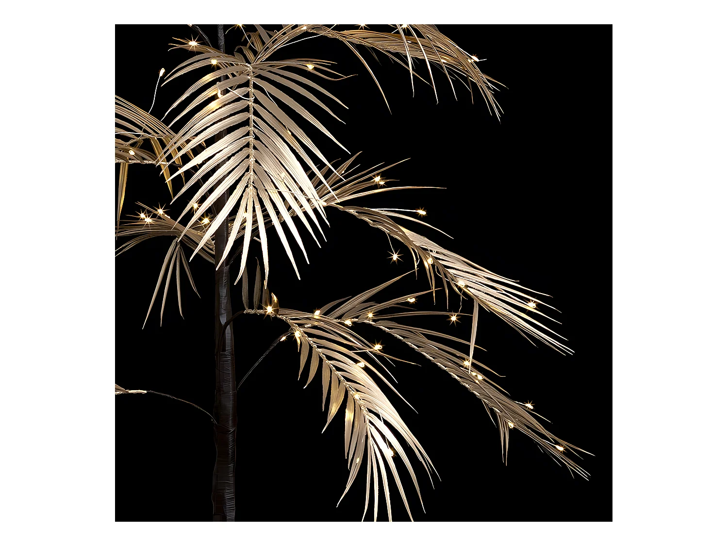 Déco de Noël Arbre lumineux Palmier feuilles dorées 120 LED Blanc chaud H 120 cm