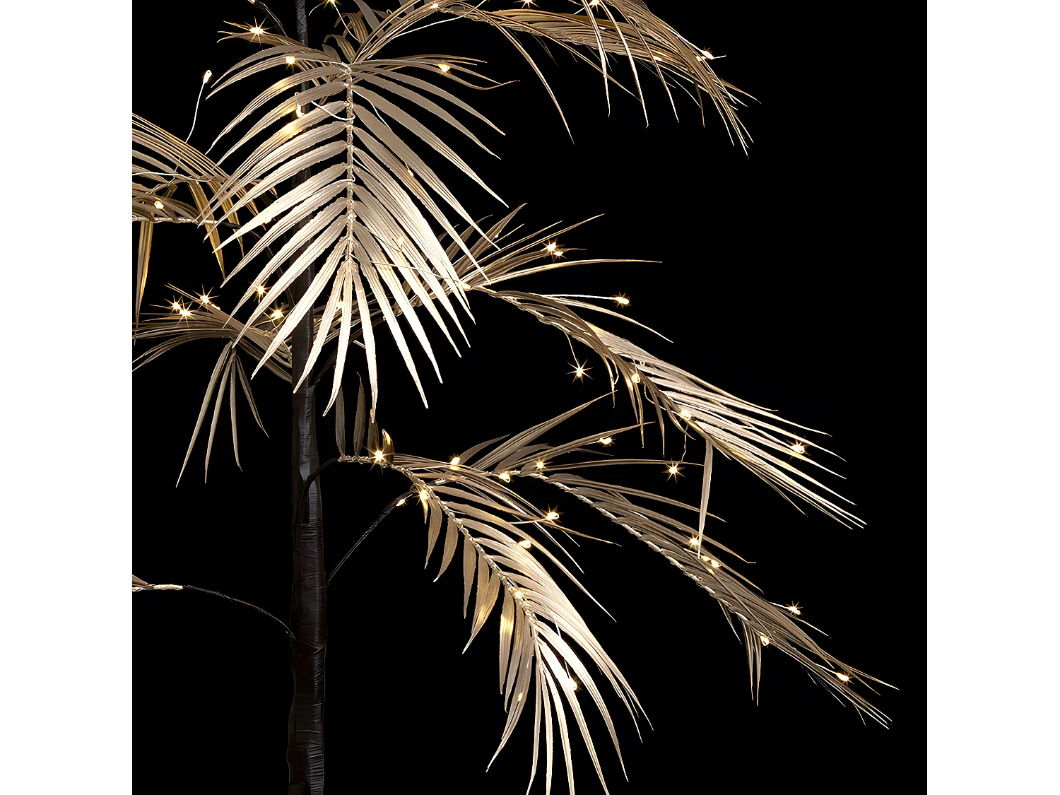 Déco de Noël Arbre lumineux Palmier feuilles dorées 120 LED Blanc chaud H 120 cm