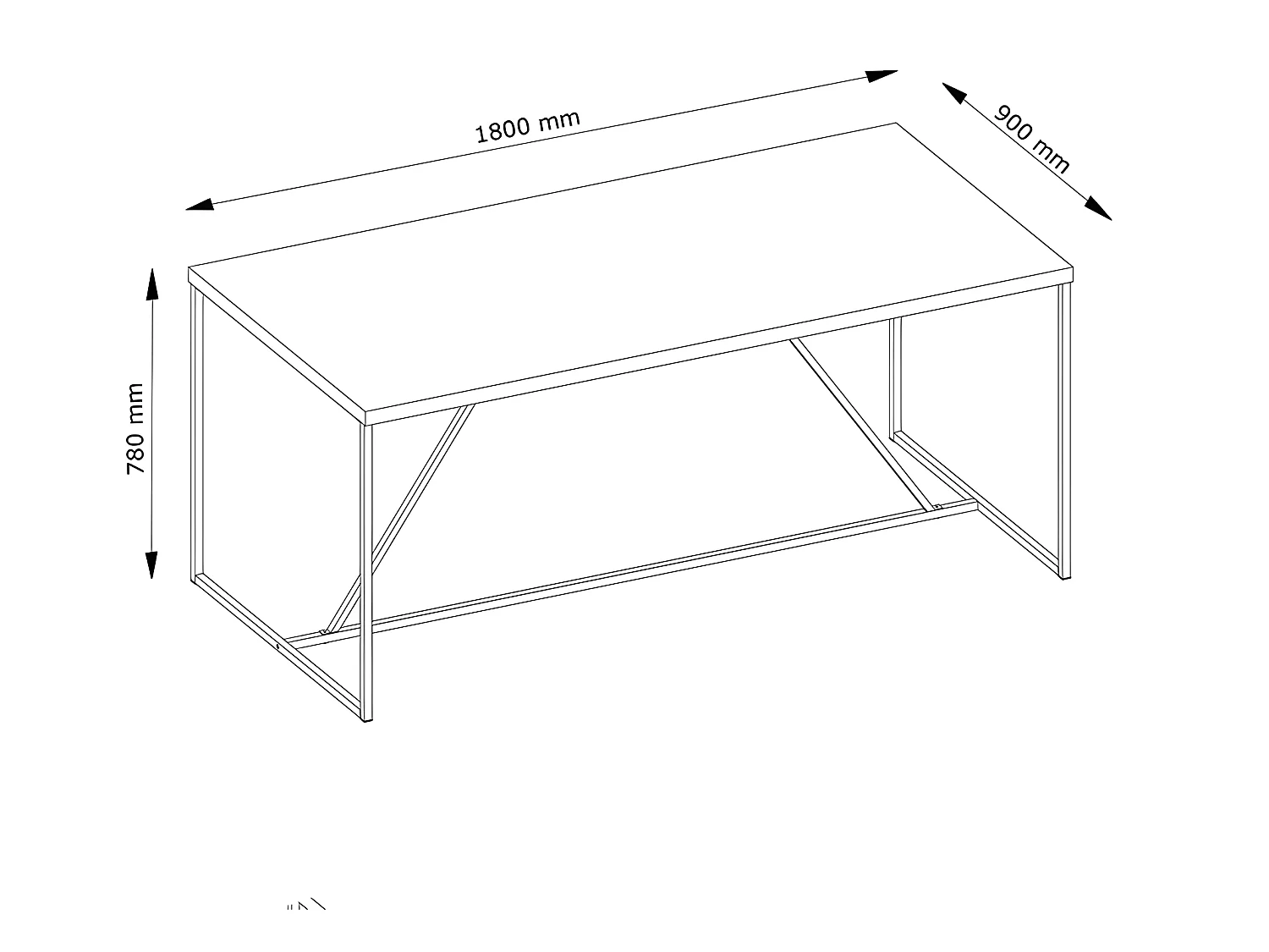 Table à manger 180 x90 cm pieds métal Devine
