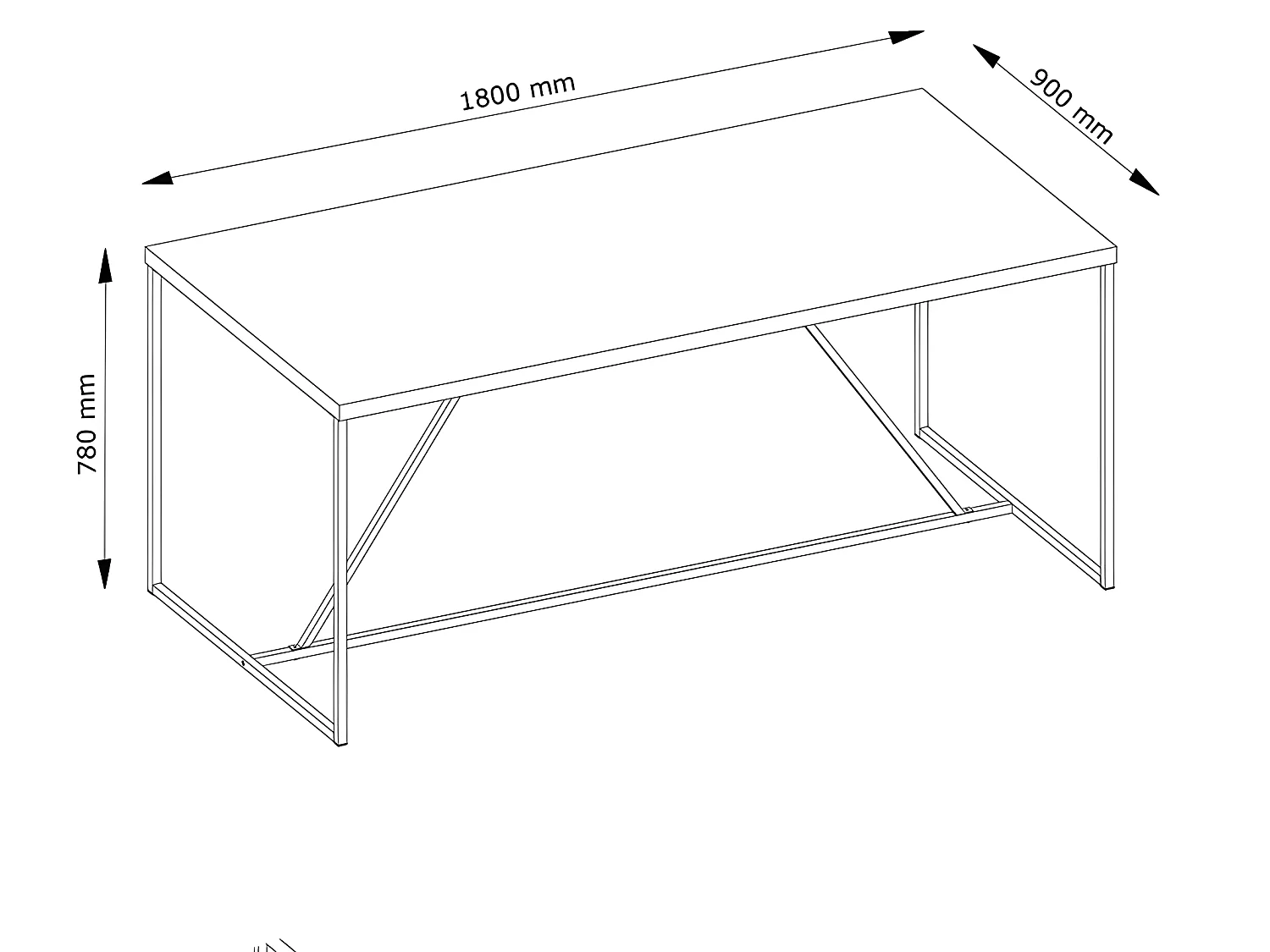Table à manger 180 x90 cm pieds métal Devine