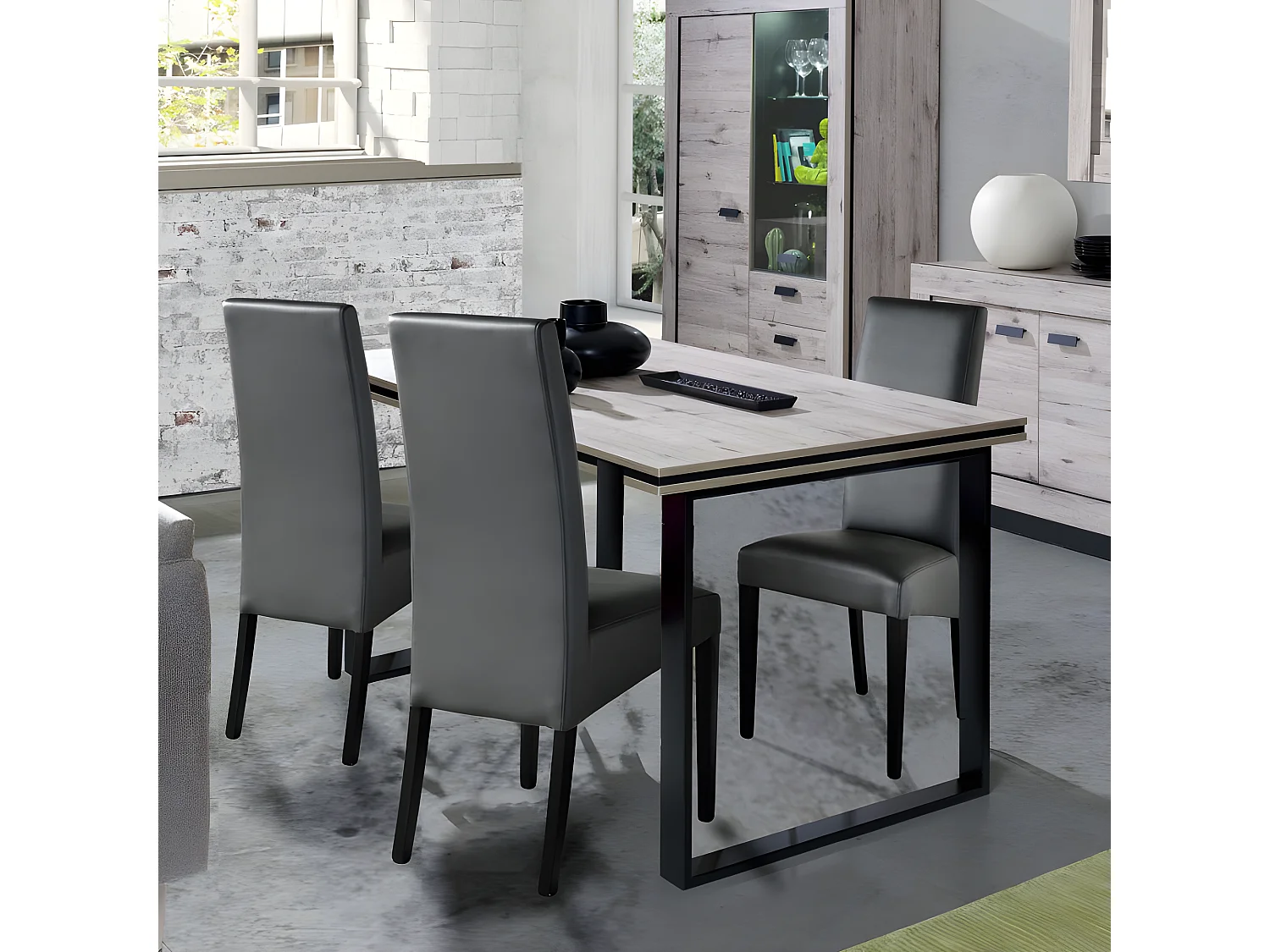 Table à manger 160 x 90 cm pieds métal Marseille