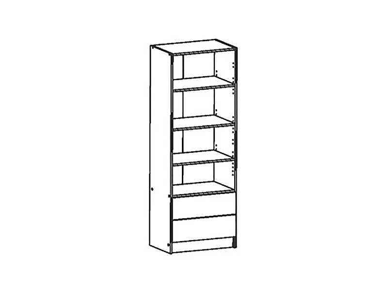 Kleiderschrank mit gebürstetem Eichendekor, 2 Türen und 2 Schubladen 61 cm