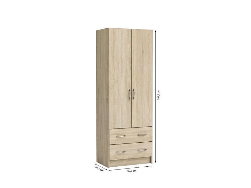 DUAL Armoire chambre adulte classique decor chene brosse - L 61 cm