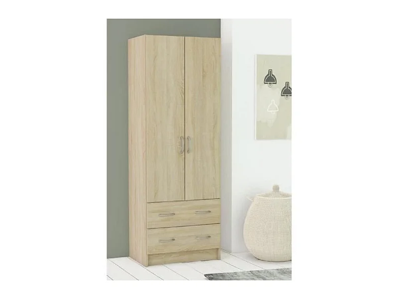 DUAL Armoire chambre adulte classique decor chene brosse - L 61 cm