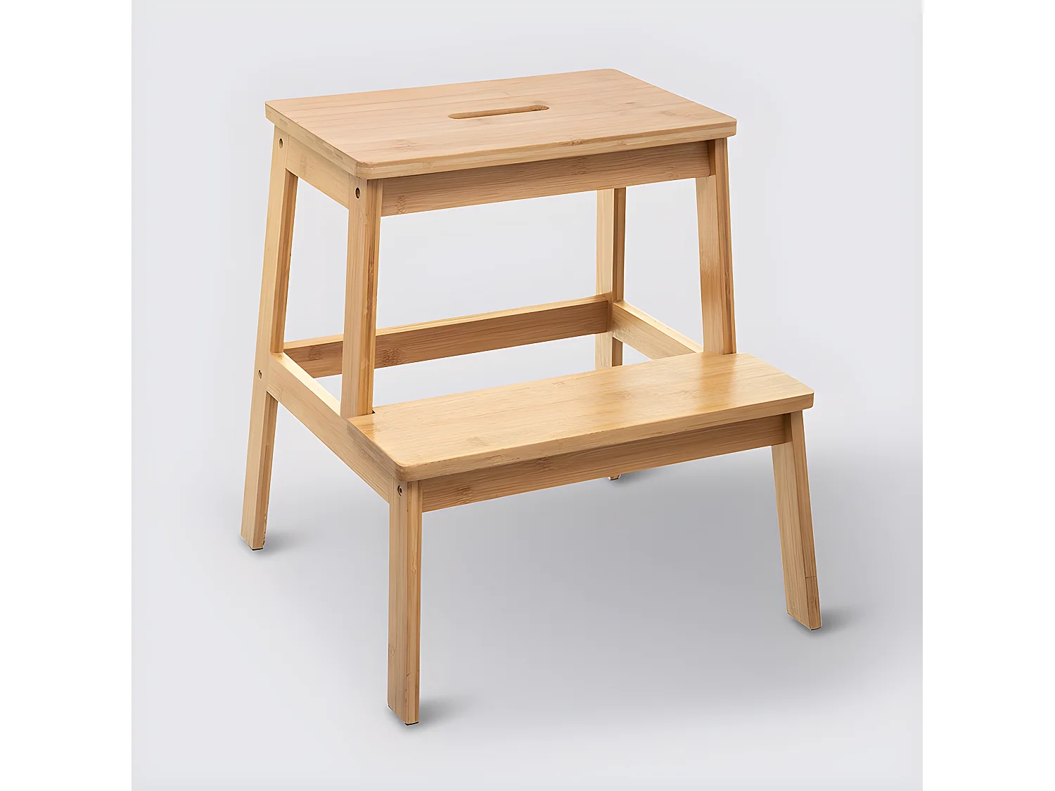 Zweistufige Bambus Trittleiter 15,5 x 40 cm