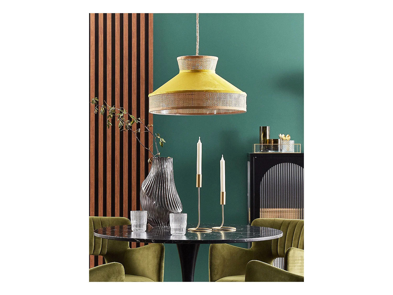 Hanglamp BATALI Rotan Mosterdgeel