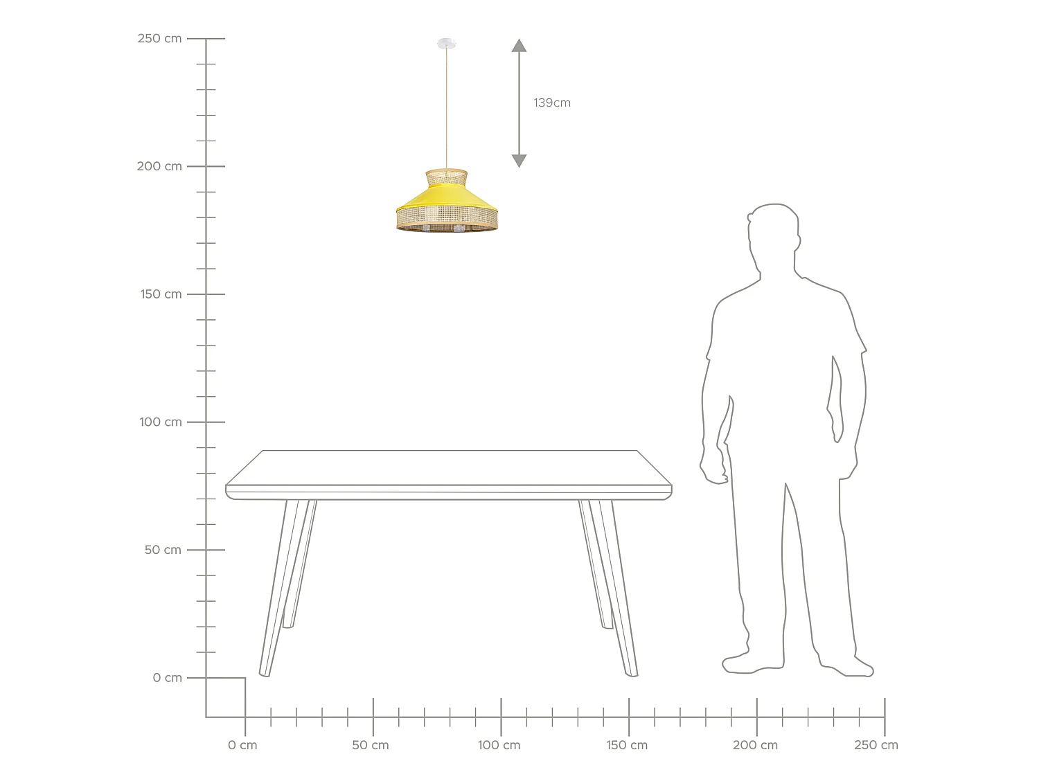 Hanglamp BATALI Rotan Mosterdgeel