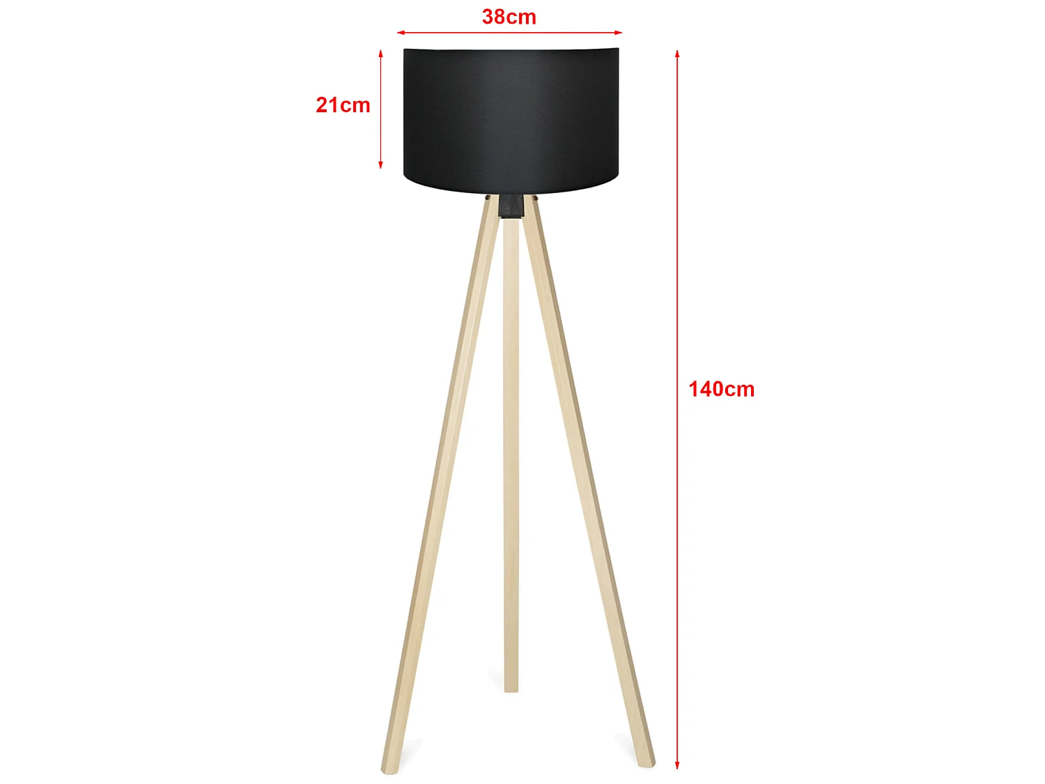Lampadaire Newport hauteur 140 cm E27 effet bois / noir [lux.pro]