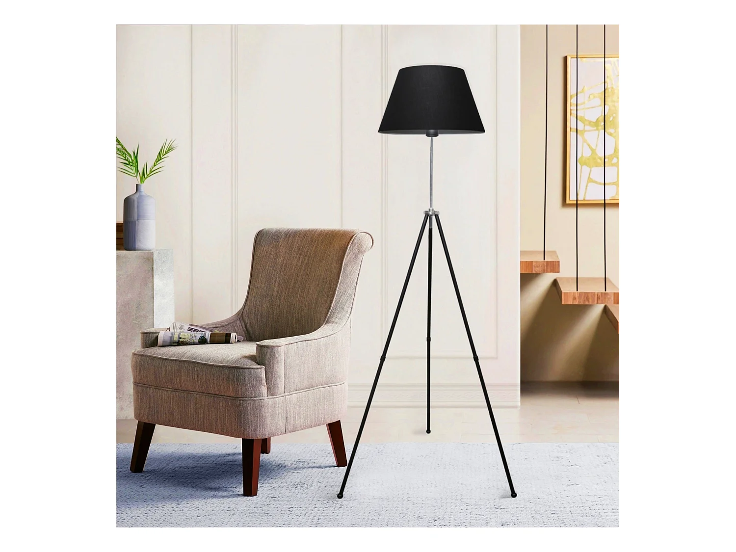 Lampadaire Livingston hauteur 150 cm E27 noir / argenté [lux.pro]