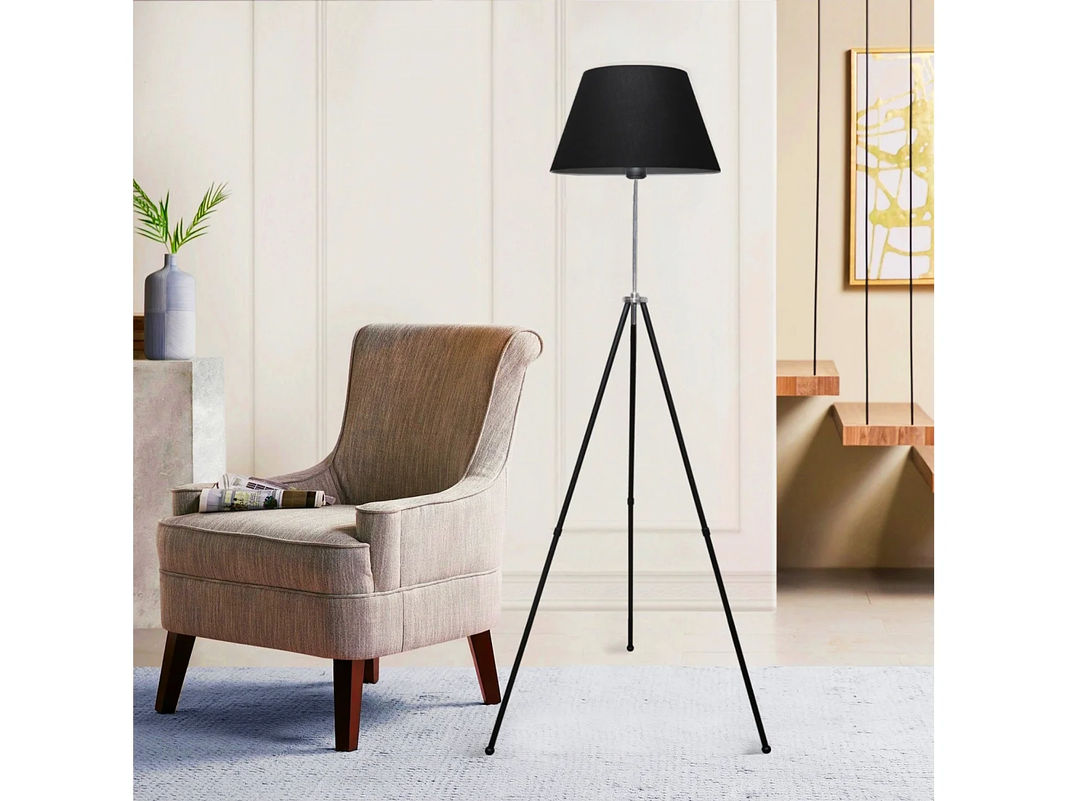 Lampadaire Livingston hauteur 150 cm E27 noir / argenté [lux.pro]